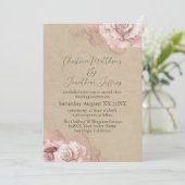 Invitation Rose d'aquarelle romantique Rustique Mariage de gl (Debout devant)