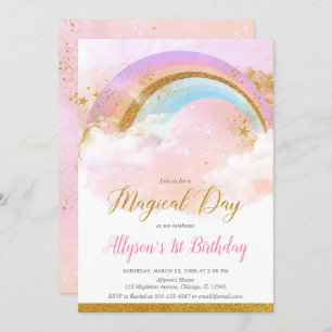 Invitation Rose d'arc-en-ciel et fête d'anniversaire en
