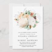 Invitation Rose d'automne moderne et Mariage de Peony Bouquet (Devant)