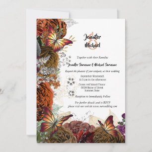 Invitation Rose d'automne papillon de Thanksgiving mariage