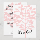 Invitation rose de baby shower d'arbre (Devant / Derrière)