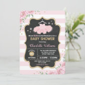 Invitation rose de baby shower de ballerine de (Debout devant)