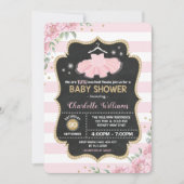 Invitation rose de baby shower de ballerine de (Devant)
