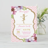 Invitation Rose de baby shower de ballerine et parties (Debout devant)
