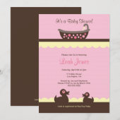 Invitation rose de baby shower de bébé (Devant / Derrière)