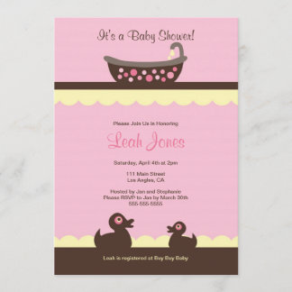 Invitation rose de baby shower de bébé