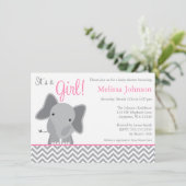 Invitation rose de baby shower de Chevron (Debout devant)