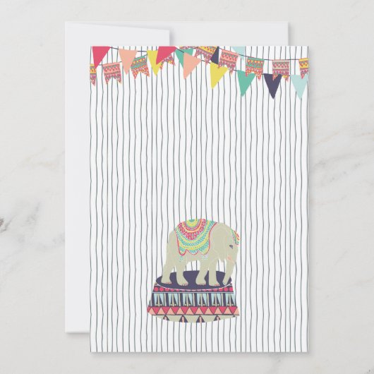 Invitation rose de baby shower de cirque (Dos)