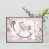 Invitation Rose de baby shower de cow-girl de cheval de (Debout devant)