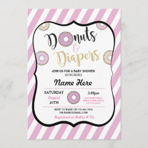 Invitation rose de baby shower de fille de butées