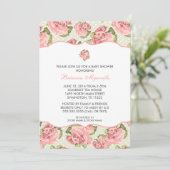 Invitation rose de baby shower de fille de cru (Debout devant)