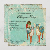 Invitation rose de baby shower de hibou et de (Devant / Derrière)