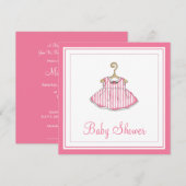 Invitation rose de baby shower de la robe de (Devant / Derrière)