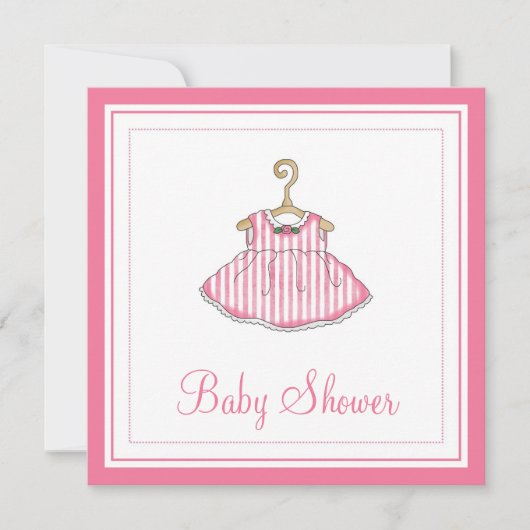 Invitation rose de baby shower de la robe de (Devant)
