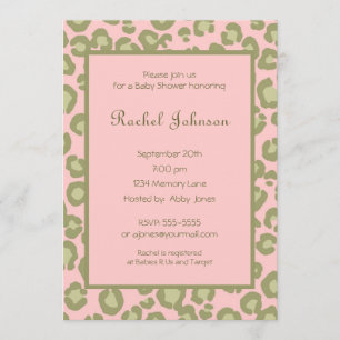 Invitation rose de baby shower de léopard