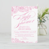 Invitation rose de baby shower de Paisley (Debout devant)