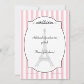 Invitation rose de baby shower de Paris (Dos)