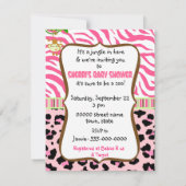 invitation rose de baby shower de poster de animal (Dos)