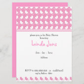 invitation rose de baby shower de rangée de canard (Devant / Derrière)