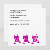 Invitation rose de baby shower de robot (Devant / Derrière)