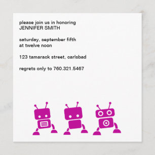 Invitation rose de baby shower de robot