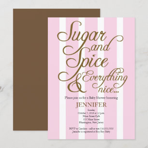 Invitation rose de baby shower de sucre et d'épice