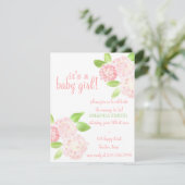 Invitation rose de baby shower d'hortensia (Debout devant)