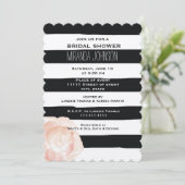 Invitation Rose de bandes d'aquarelle noir et blanc (Debout devant)