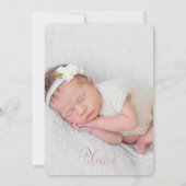 Invitation rose de baptême de calligraphie d'or de (Dos)