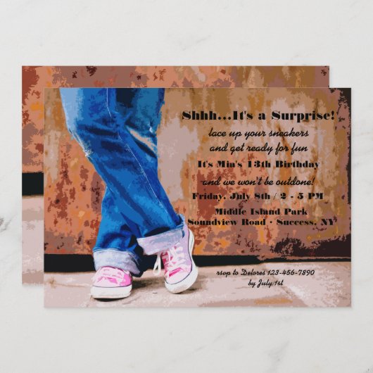 Invitation rose de baskets (Devant / Derrière)