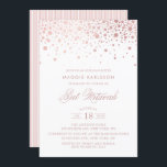 Invitation rose de bat mitzvah de confettis de<br><div class="desc">L'invitation moderne et féminine de bat mitzvah comportant les confettis roses d'or de faux pointille. Les articles assortis sont disponibles.</div>