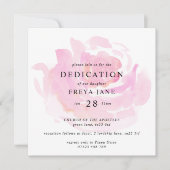 Invitation Rose de bébé Dedication Carré (Devant)