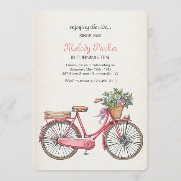 carte invitation bicyclette