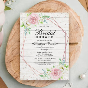 Invitation Rose de bois rustique or huile Fête des mariées fl