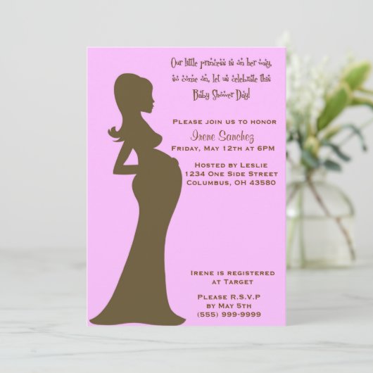 Invitation rose de bosse de bébé (Debout devant)