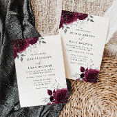 Invitation Rose de Bourgogne Élégant Mariage d'argent