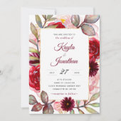 Invitation Rose de Bourgogne Marsala Gold et Mariage Blush (Devant)