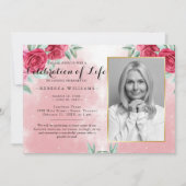 Invitation Rose de Bourgogne moderne Photo Célébration de la  (Devant)