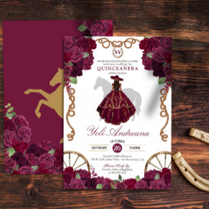 Invitation Rose de Bourgogne Western Quinceañera