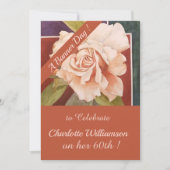 Invitation Rose de bronze cuivre aquarelle Anniversaire Flora (Devant)