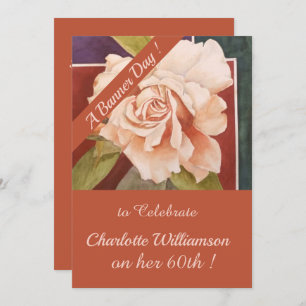 Invitation Rose de bronze cuivre aquarelle Anniversaire Flora