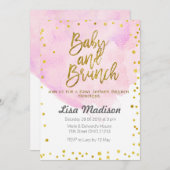 Invitation rose de brunch de baby shower (Devant / Derrière)