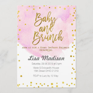 Invitation rose de brunch de baby shower