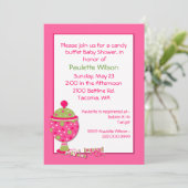 Invitation rose de buffet de sucrerie de baby (Debout devant)