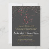Invitation Rose de calligraphie Gold Tying Mariage de paillet (Devant)