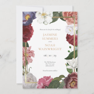 Invitation Rose de campagne floral faux papier d'or faire par