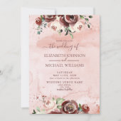 Invitation Rose de cannelle Dusty Rose or Aquarelle Script (Devant)