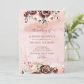 Invitation Rose de cannelle Dusty Rose or Aquarelle Script (Debout devant)