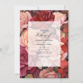 Invitation Rose de cannelle et Rose Dusty Mariage Floral (Devant)