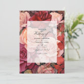 Invitation Rose de cannelle et Rose Dusty Mariage Floral (Debout devant)